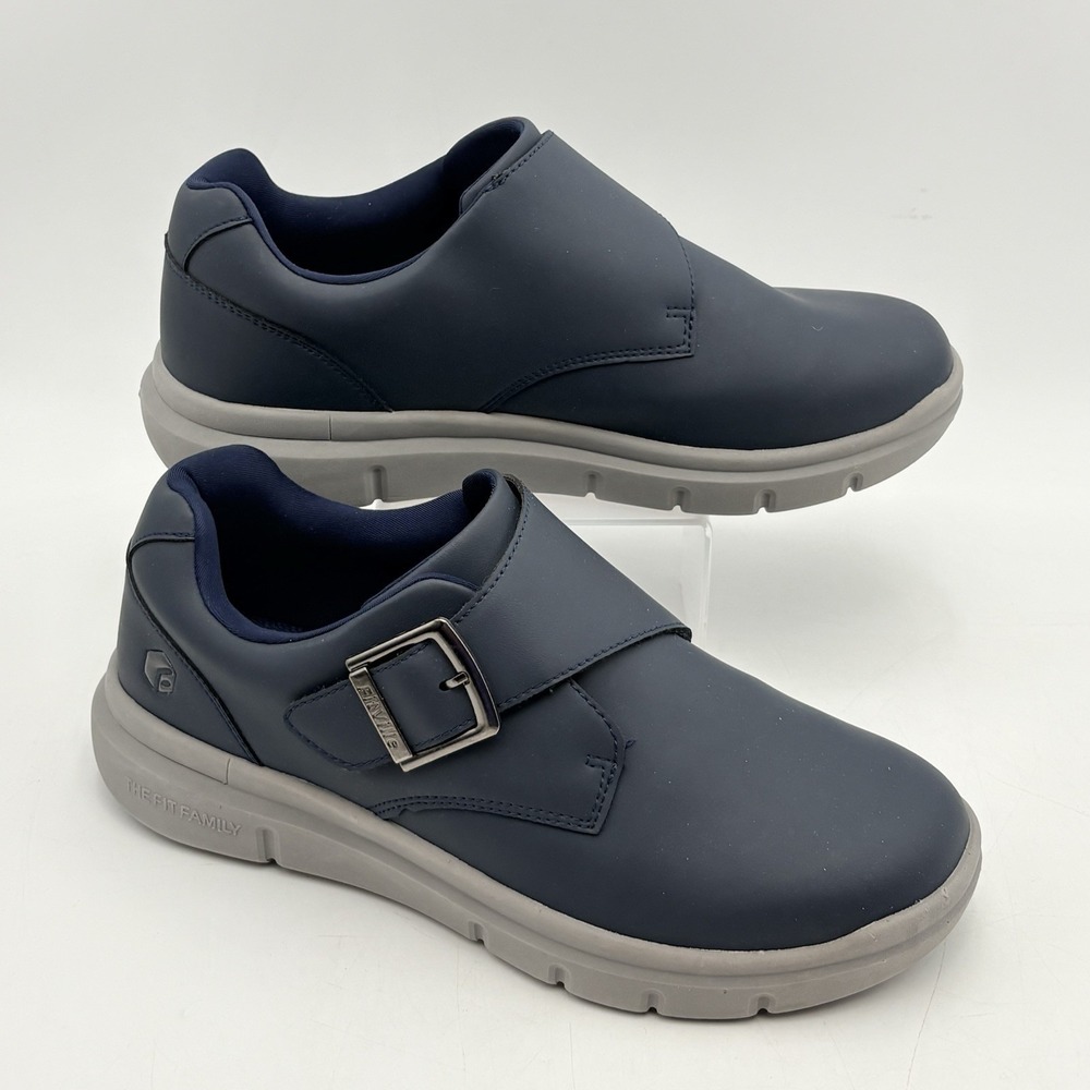 FitVille Marca Diabetic Shoes Men 9.5W Blue Monk Strap‎ Comfort Walking Wide